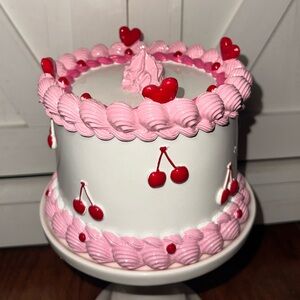 Vintage Pink Hearts Valentines Day Cake Decor ✨